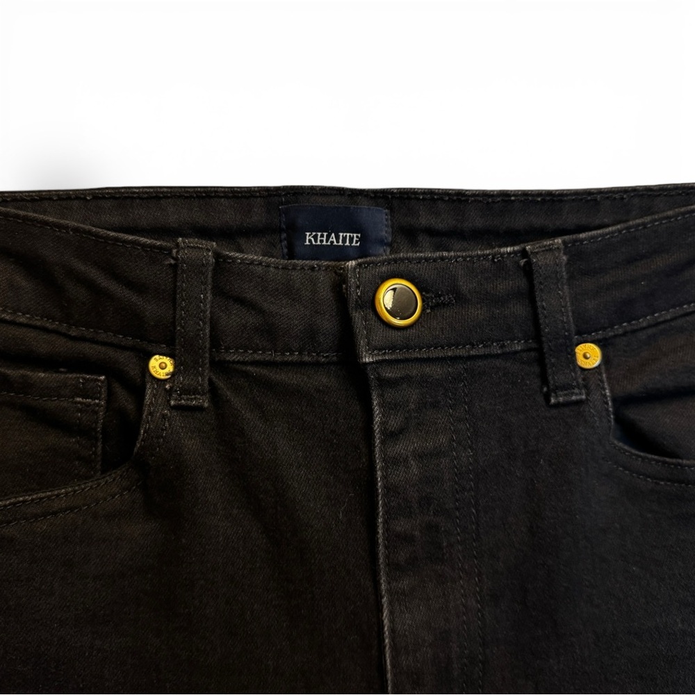 KHAITE High-Rise Slim Straight Premium Denim Vanessa Jeans - Washed Black Sz 27 - Picture 8 of 11